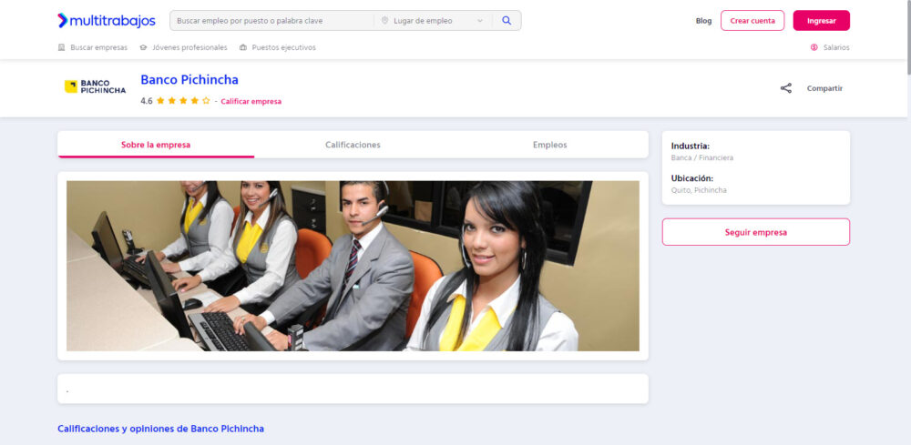 Banco del Pichincha: Trabaja con nosotros