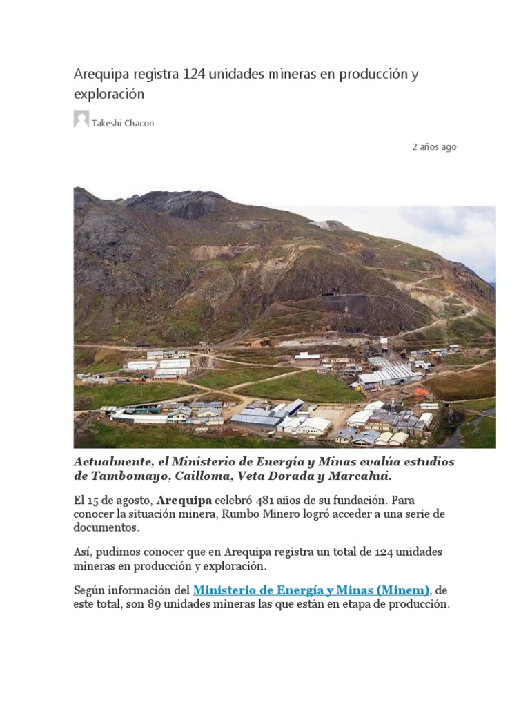 ¿Cuántas unidades mineras tiene Volcán?